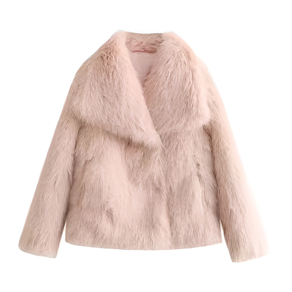 Isabella – Dames Plush Winterjas met Chique Reverskraag
