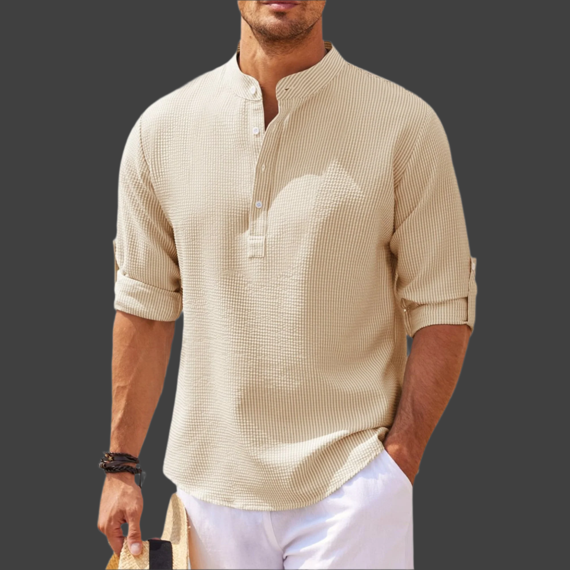 LucaMoretti katoen-linnen heren shirt met lange mouwen