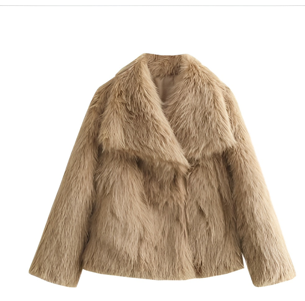 Isabella – Dames Plush Winterjas met Chique Reverskraag
