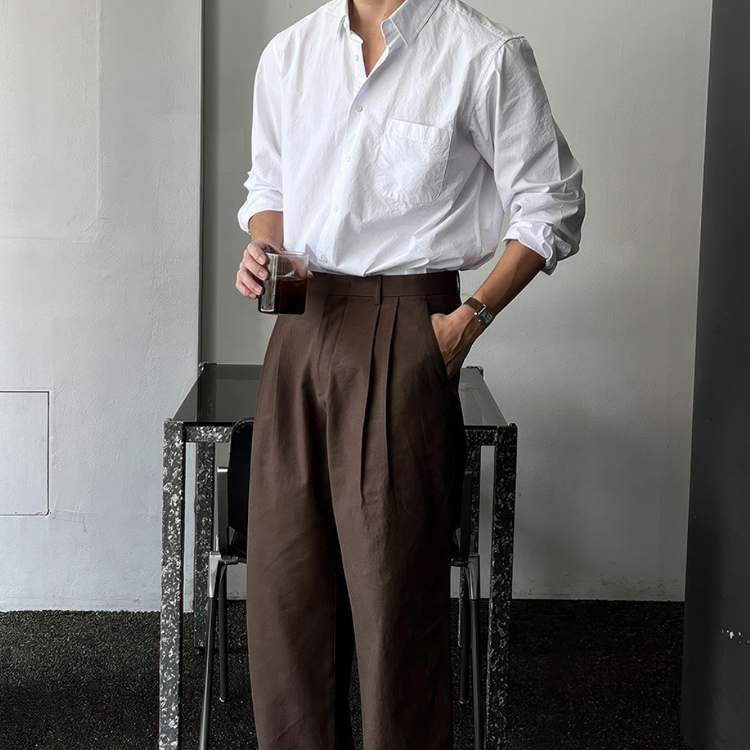 Luca – Heren Overhemd met Lange Mouwen en Borstzak in Relaxed Fit