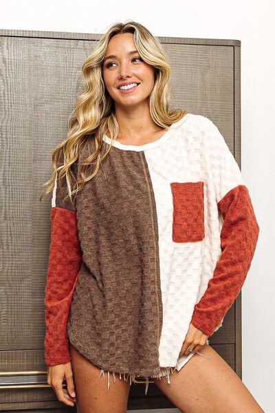 ElenaRusso Geborsteld Ruitjes Top