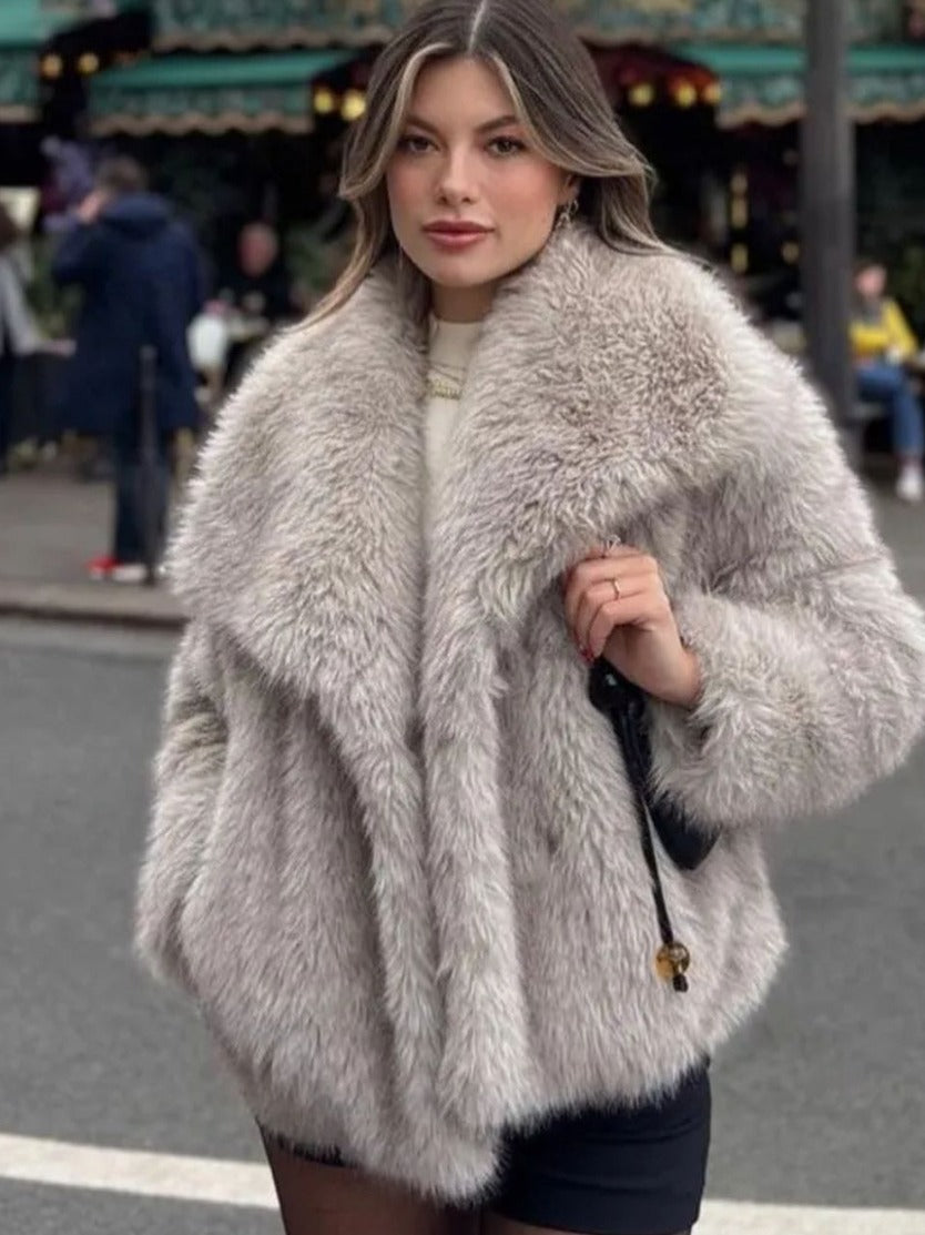 Isabella – Dames Plush Winterjas met Chique Reverskraag