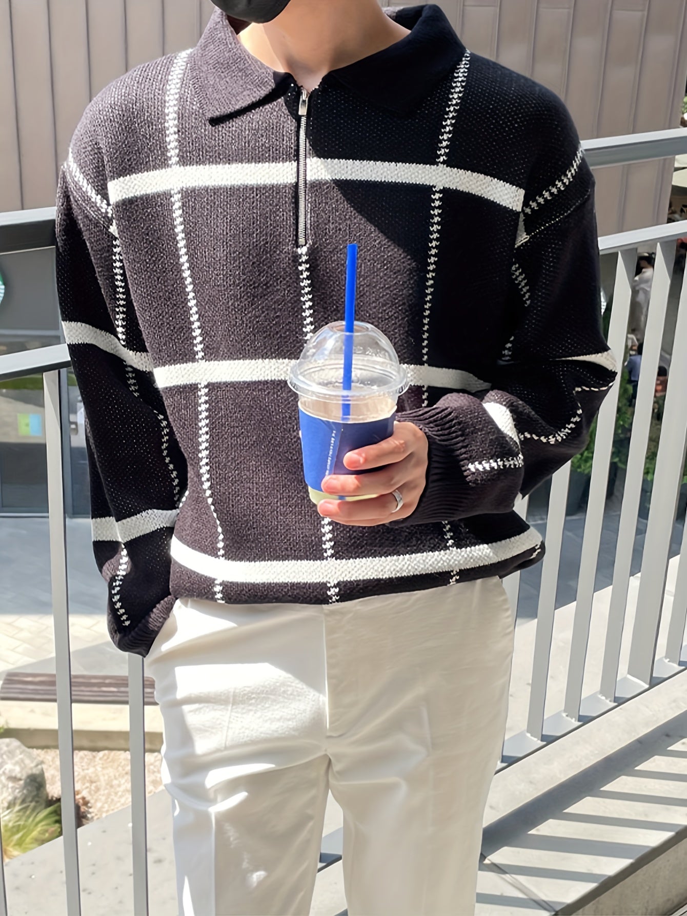 Lorenzo – Half-Zip Geruite Herentrui