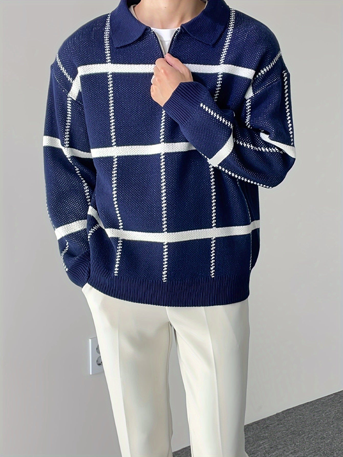 Lorenzo – Half-Zip Geruite Herentrui