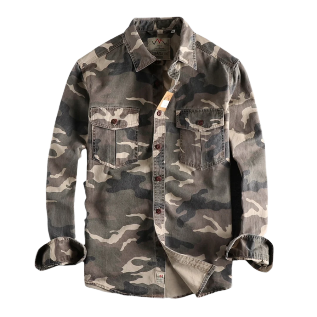 Luca – Heren Cargo Overhemd van Katoen in Camo Tinten