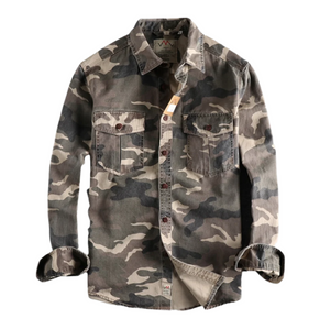 Luca – Heren Cargo Overhemd van Katoen in Camo Tinten