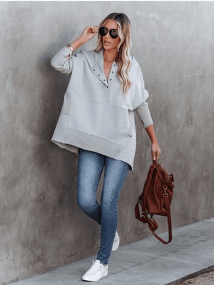 ChiaraArmonia™ - katoenen dames henley hoodie trui