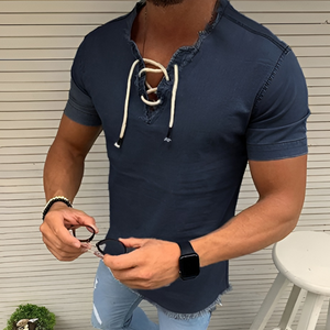 LucaVestini™ Denim Heren V-hals, korte mouw