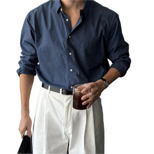 Luca – Heren Overhemd met Lange Mouwen en Borstzak in Relaxed Fit