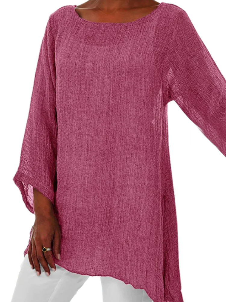 Chiara – Luchtige Dames Linnen Blouse met Halve Mouw