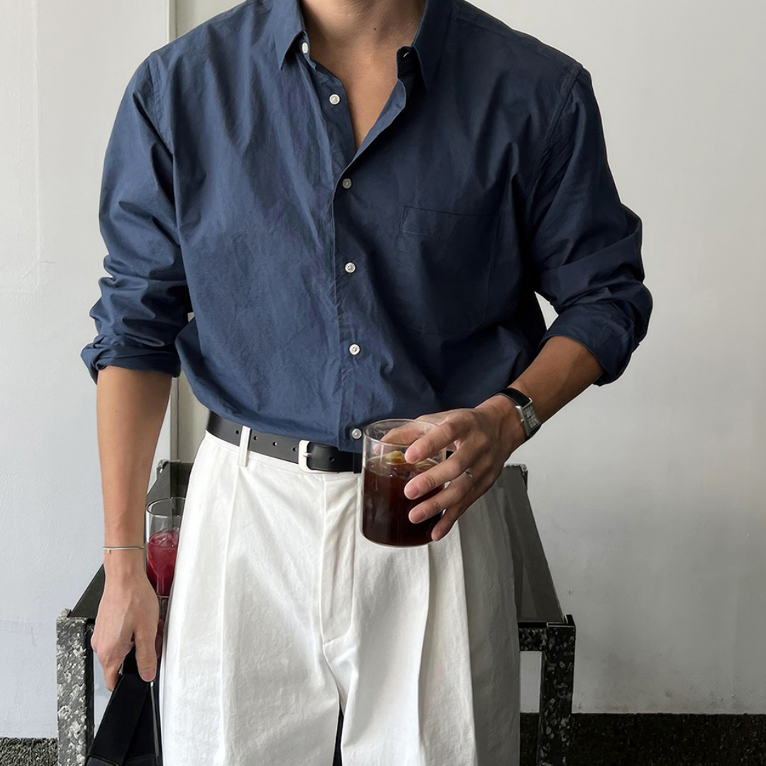 Luca – Heren Overhemd met Lange Mouwen en Borstzak in Relaxed Fit