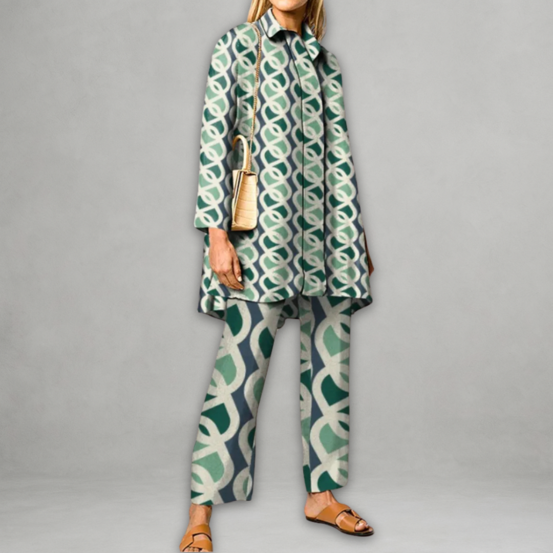 Alessia – Vintageprint Tweedelige Dames Set