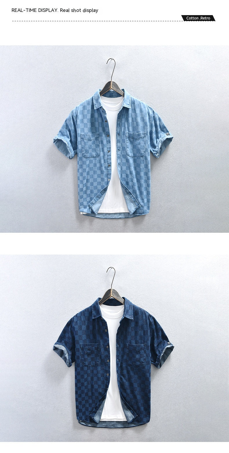 Lorenzo – Casual Heren Overhemd van Denim met Korte Mouwen