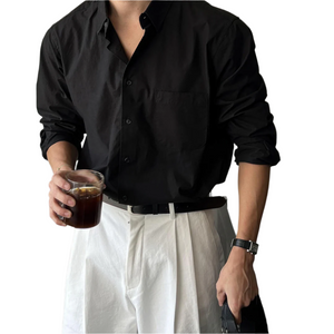 Luca – Heren Overhemd met Lange Mouwen en Borstzak in Relaxed Fit