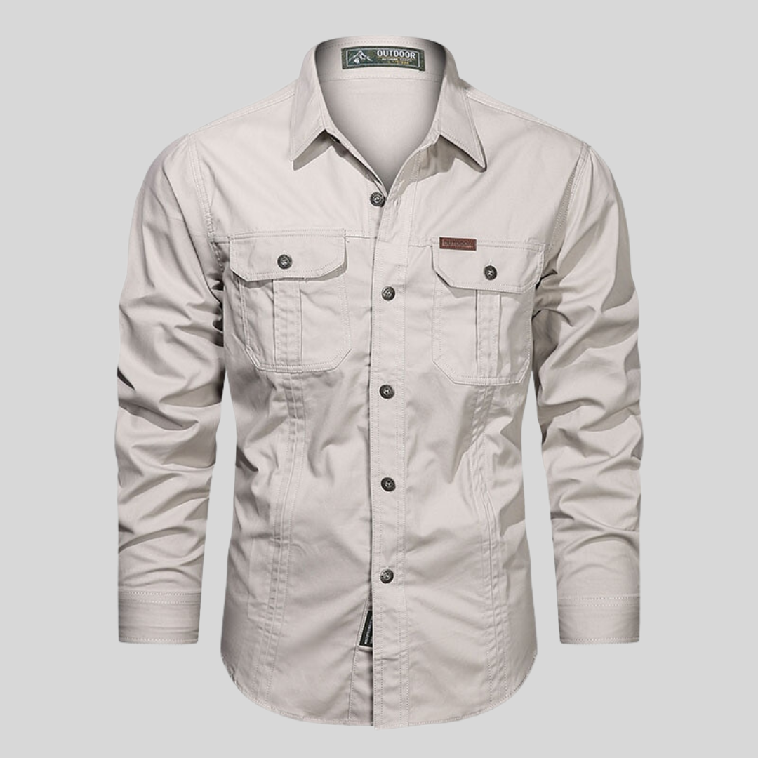 Matteo – Heren Overhemd van Textuurkatoen met Utility-look