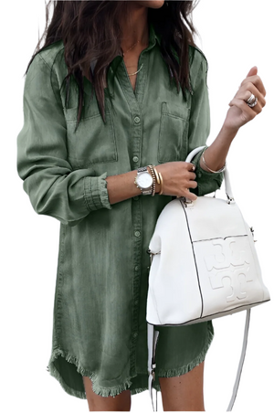 Isabella – Vervaagde Kleur Dames Overhemdjurk