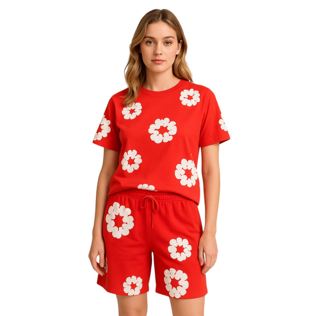 Alex – Unisex Katoenen Zomerset met Bloemenprint