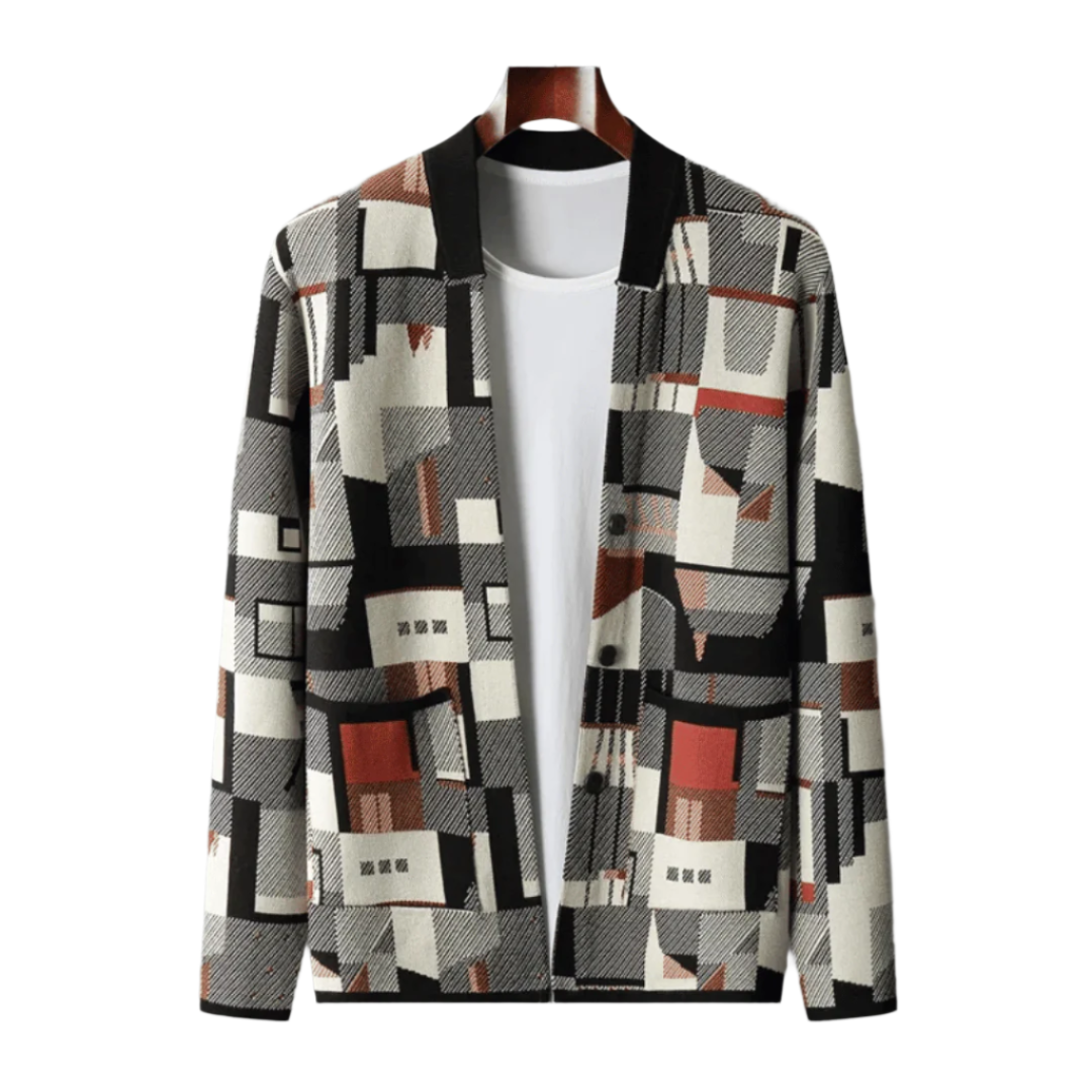 Alessandro – Marled Wool Herenvest met Patchwork Detail