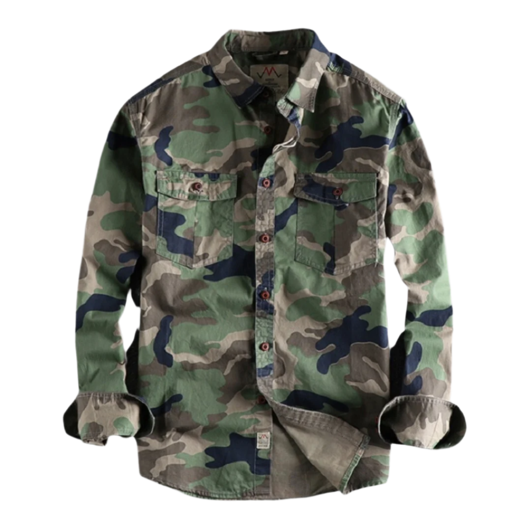 Luca – Heren Cargo Overhemd van Katoen in Camo Tinten