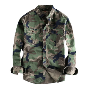 Luca – Heren Cargo Overhemd van Katoen in Camo Tinten