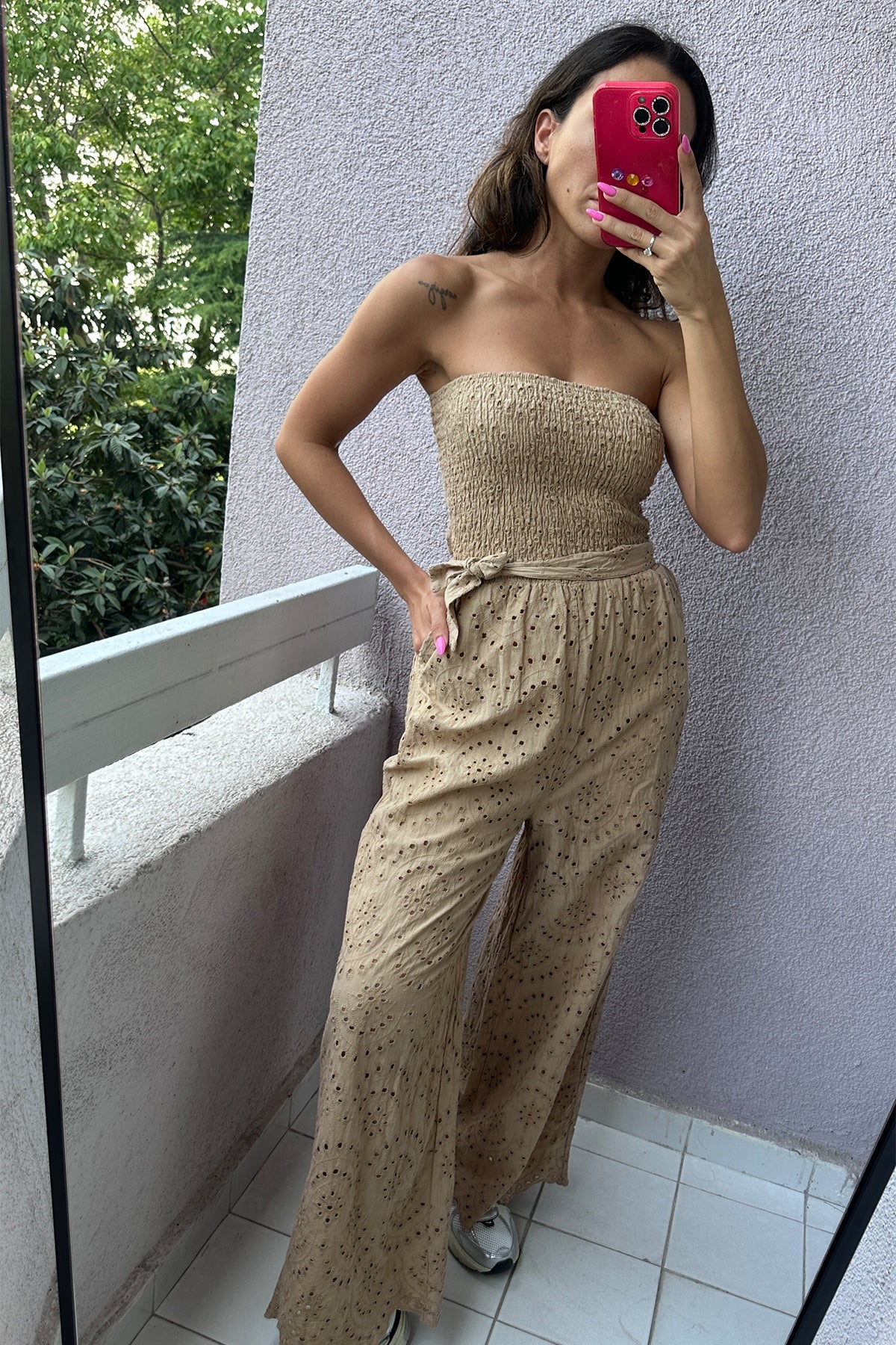 AntonioBellucci Bruine Strapless Jumpsuit