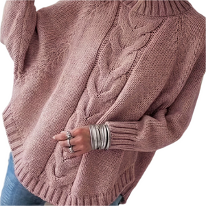 Chiara – Gebreide Damestrui met Vleermuismouwen en Gebogen Zoom