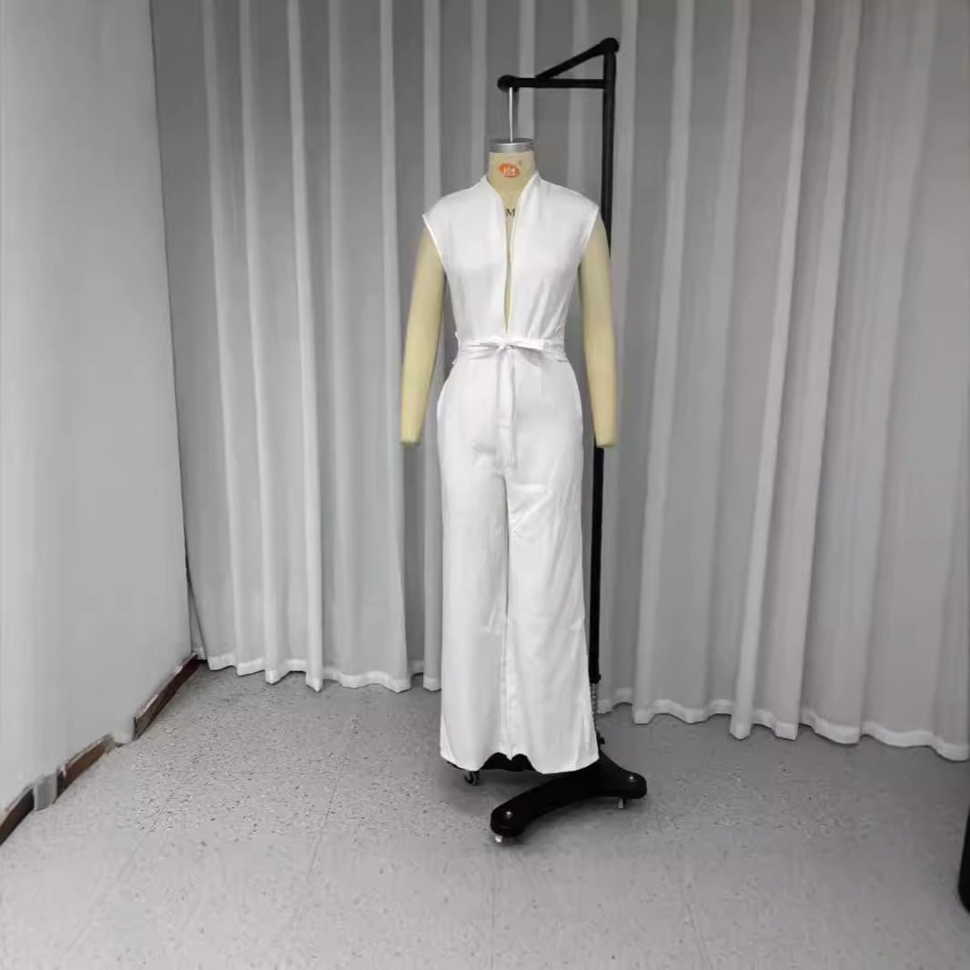 Giulia – Wijdvallende Dames Jumpsuit in Wit