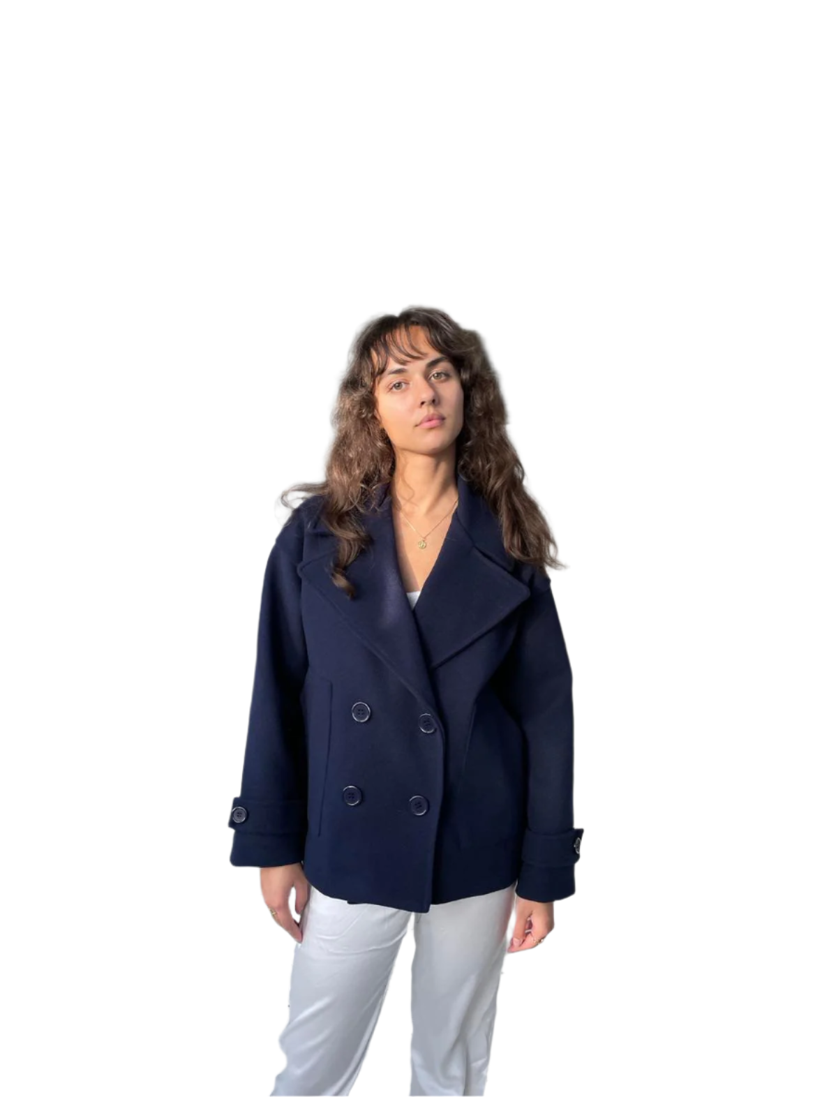 Clara – Donkerblauwe Dames Trenchcoat voor Elke Gelegenheid
