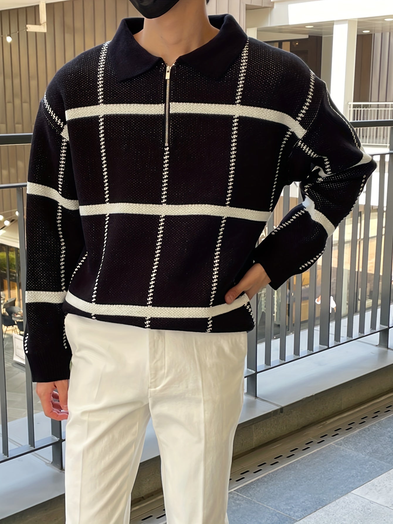 Lorenzo – Half-Zip Geruite Herentrui