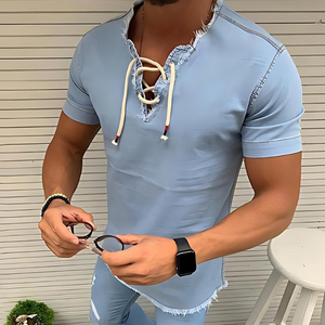 LucaVestini™ Denim Heren V-hals, korte mouw