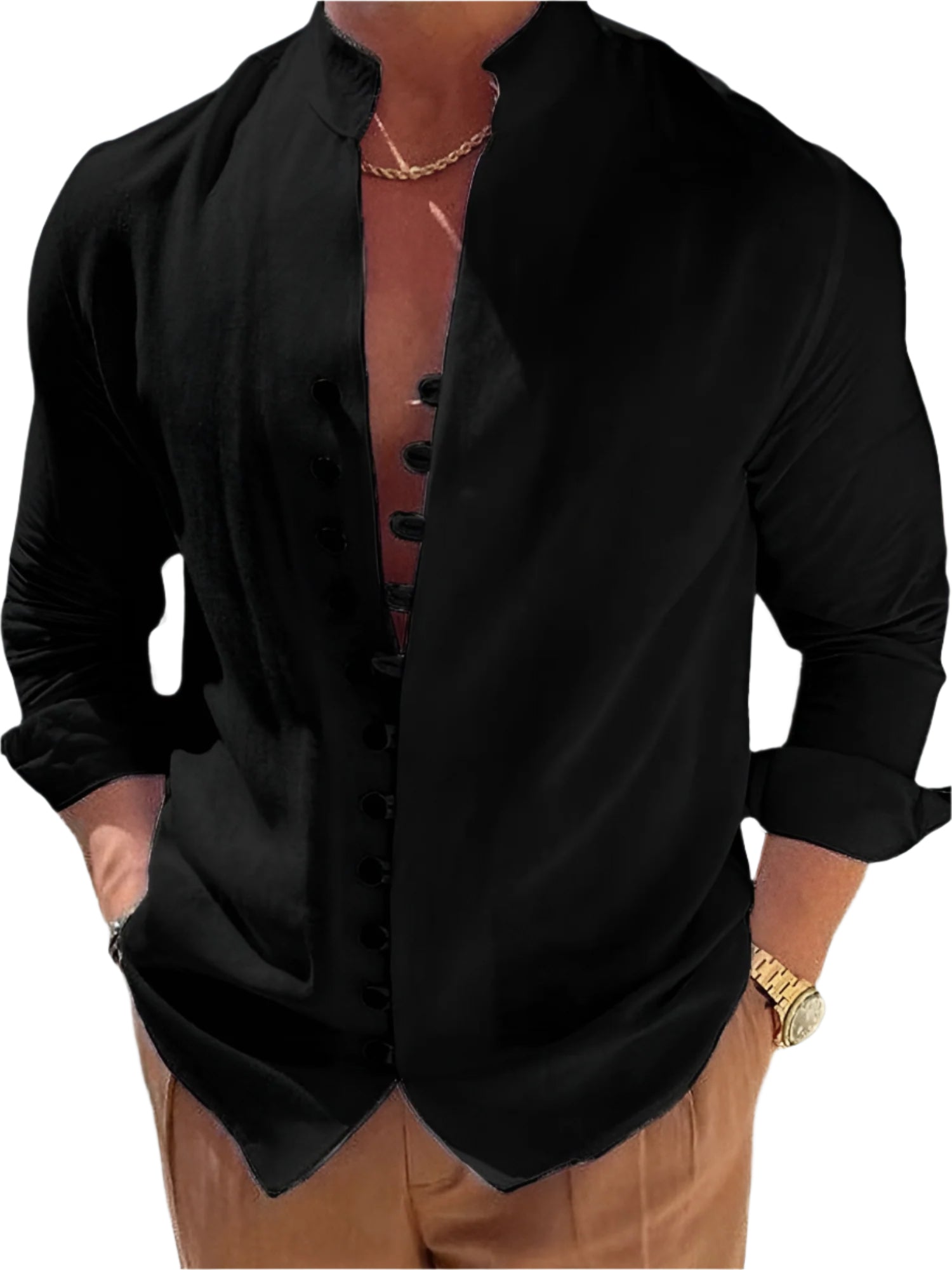 Luca - Herenhemd van ademend katoen en linnen met lange mouwen