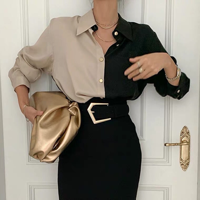 Isabella – Oversized Patchwork Dames Blouse voor Werk & Casual