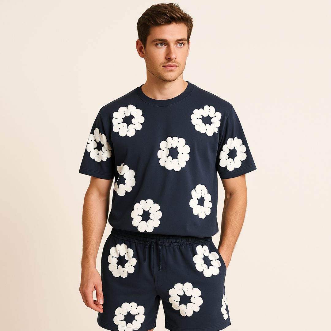 Alex – Unisex Katoenen Zomerset met Bloemenprint