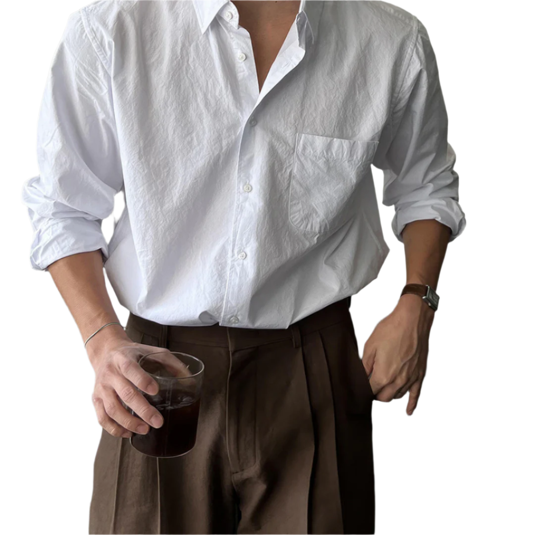 Luca – Heren Overhemd met Lange Mouwen en Borstzak in Relaxed Fit