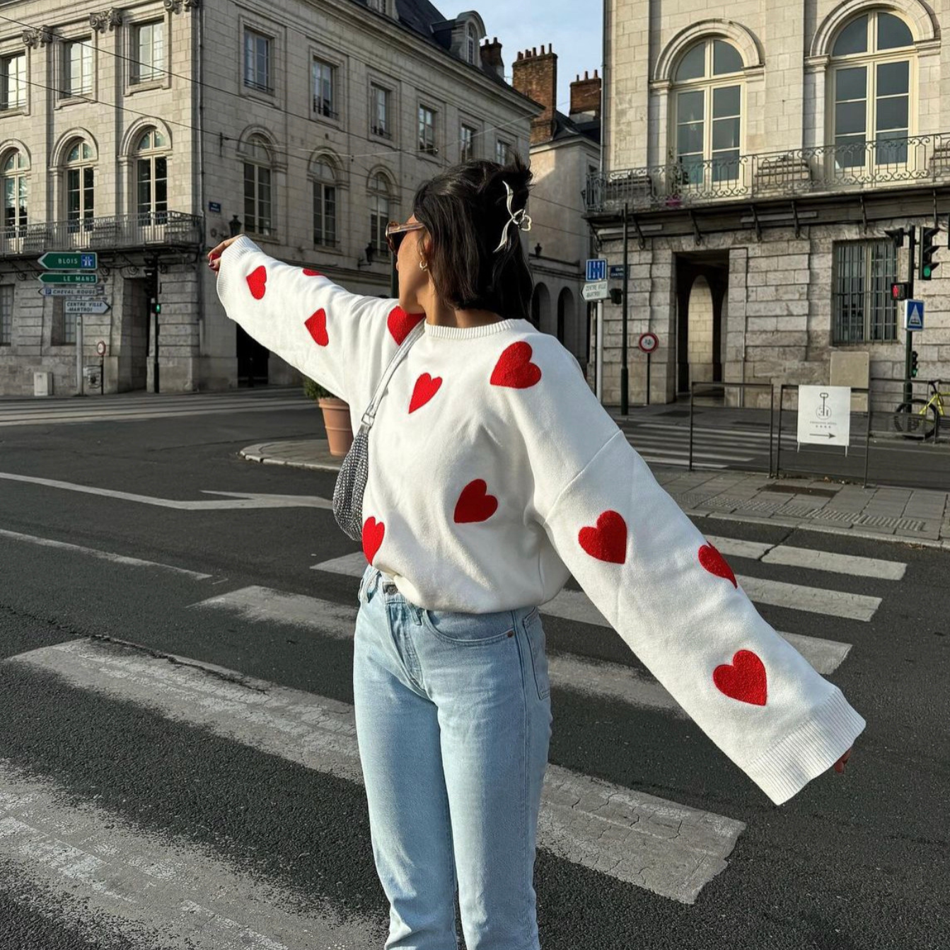 AlessiaSoffio™ Oversized Dames trui met hartjes