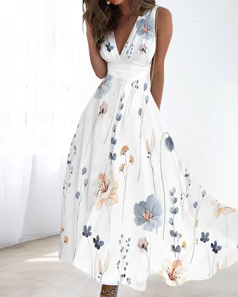 Camille – Mouwloze Zomerjurk met Bloemenprint voor Dames