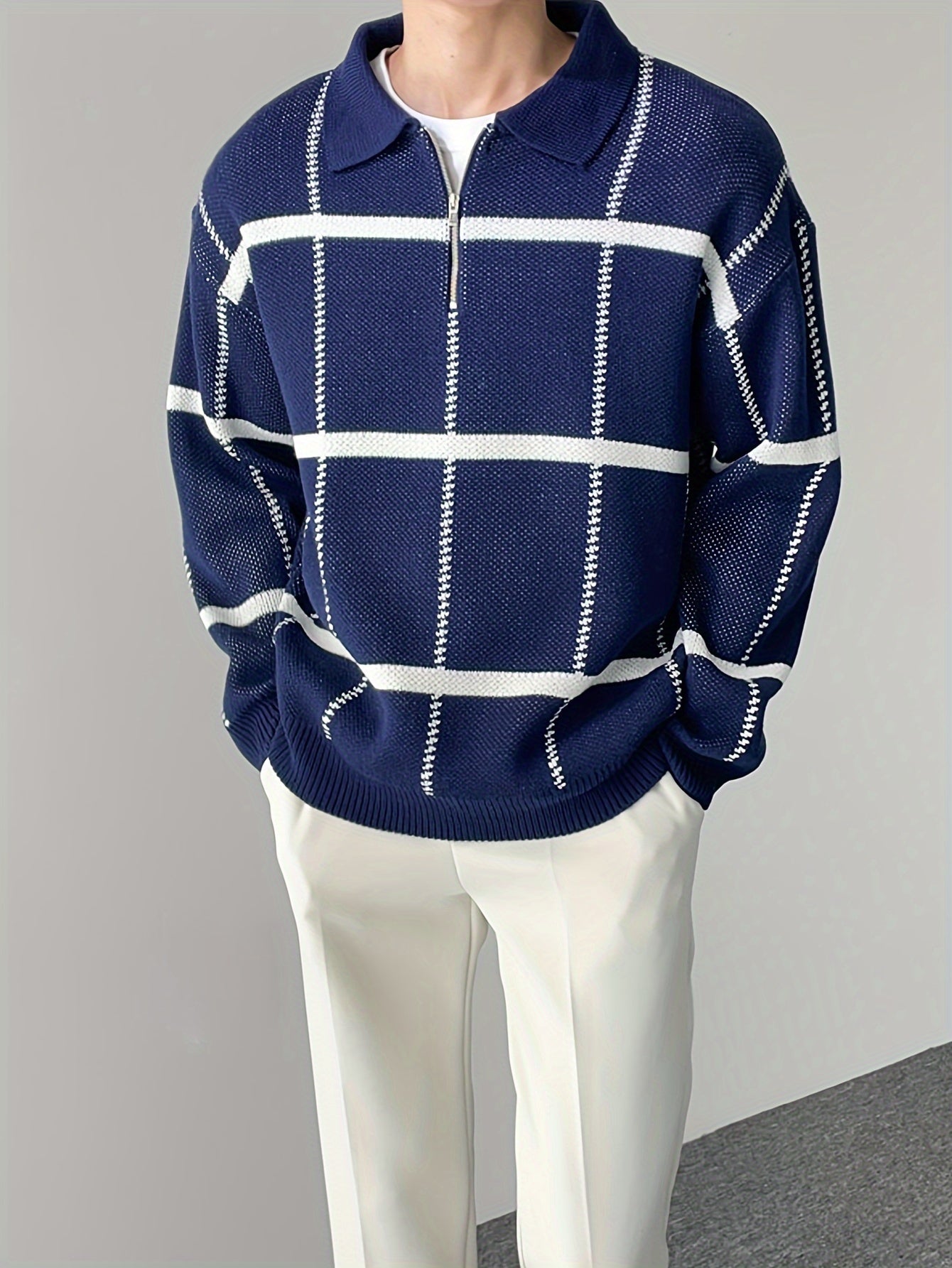 Lorenzo – Half-Zip Geruite Herentrui