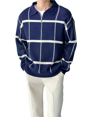 Lorenzo – Half-Zip Geruite Herentrui