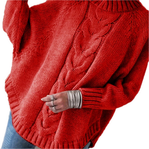 Chiara – Gebreide Damestrui met Vleermuismouwen en Gebogen Zoom