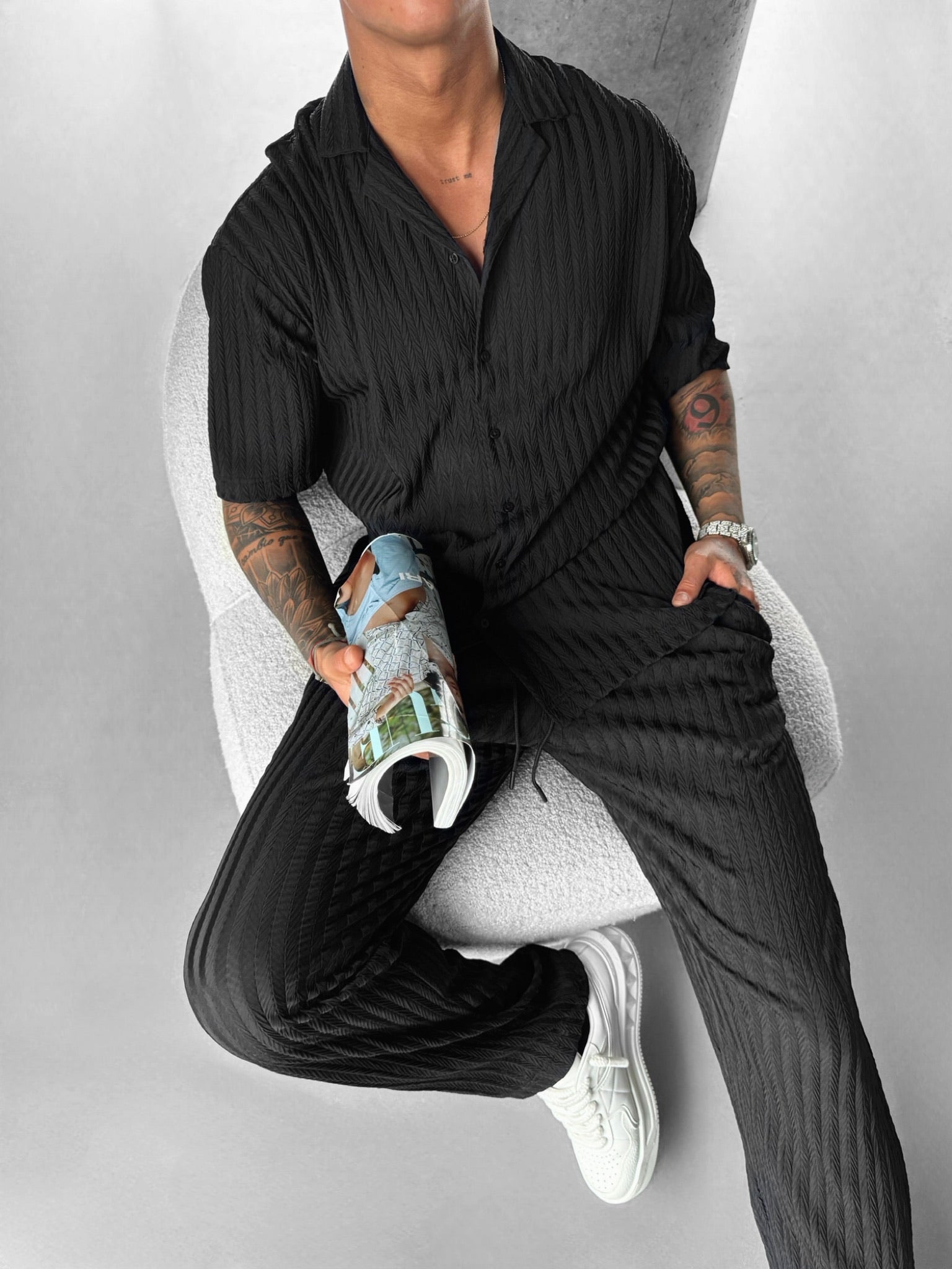 Luigi Oversize gestructureerd overhemd