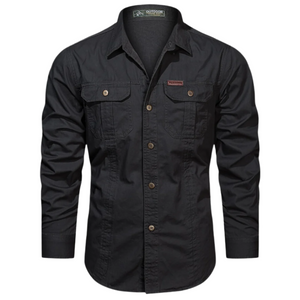 Matteo – Heren Overhemd van Textuurkatoen met Utility-look