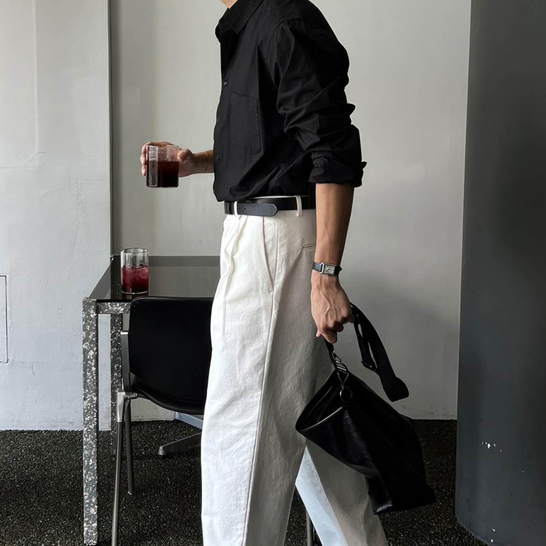 Luca – Heren Overhemd met Lange Mouwen en Borstzak in Relaxed Fit