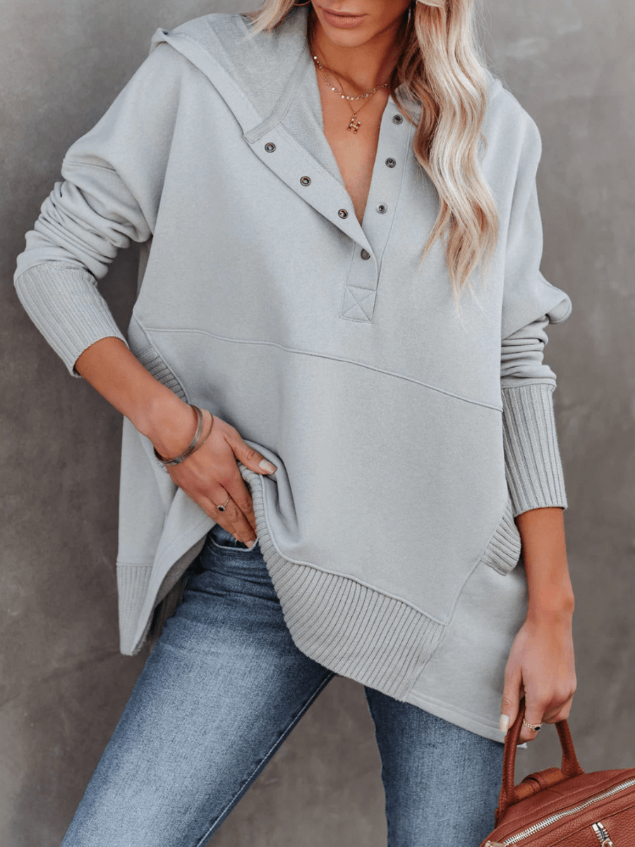 ChiaraArmonia™ - katoenen dames henley hoodie trui