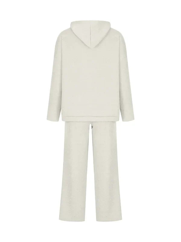 ElenaForte Geribde Gebreide Hoodie Set Voor Dames