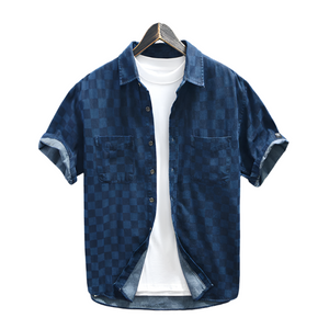 Lorenzo – Casual Heren Overhemd van Denim met Korte Mouwen
