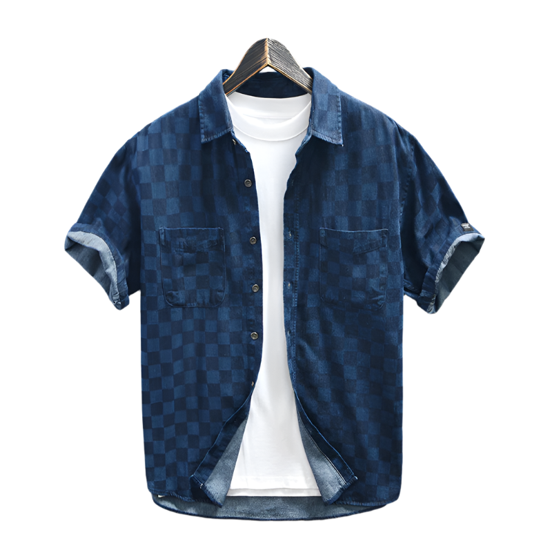 Lorenzo – Casual Heren Overhemd van Denim met Korte Mouwen