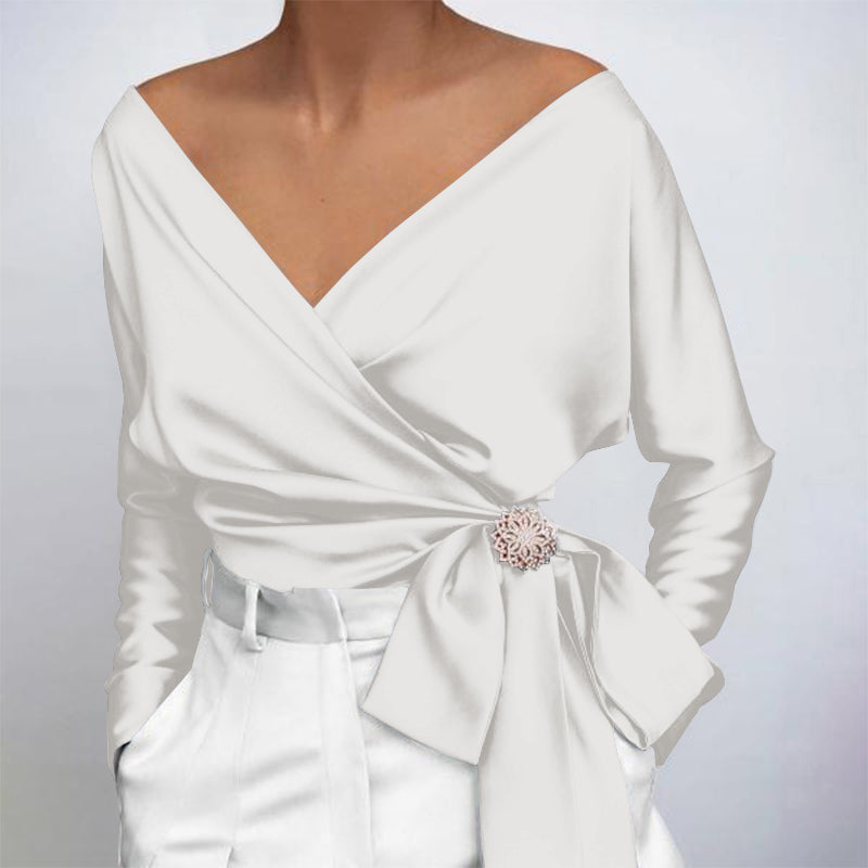 Isabella – Elegante Zijde V-Hals Blouse voor Dames
