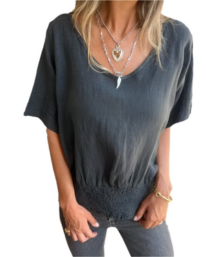 Giulia – Zachte Dames T-shirt met Taille en V-hals