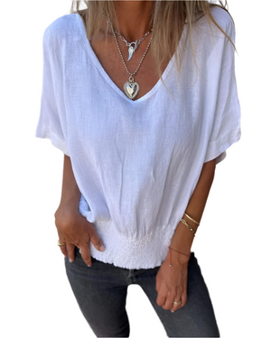 Giulia – Zachte Dames T-shirt met Taille en V-hals