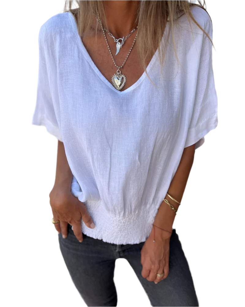 Giulia – Zachte Dames T-shirt met Taille en V-hals